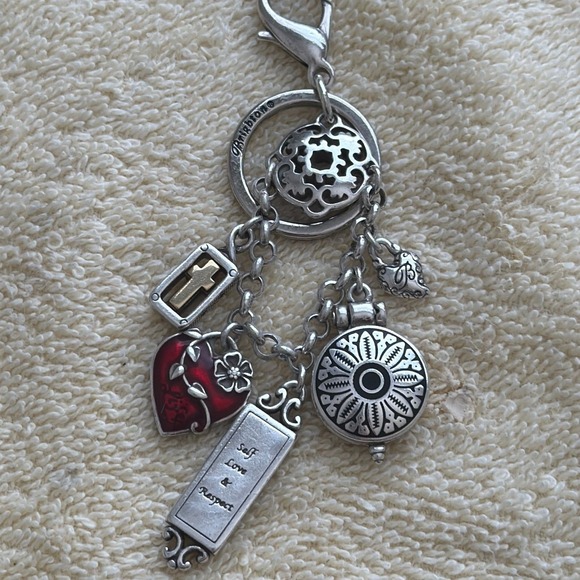 Brighton Accessories - Brighton Silver Tone Self Love & Respect Multi Charm Keychain Cross Heart Locket